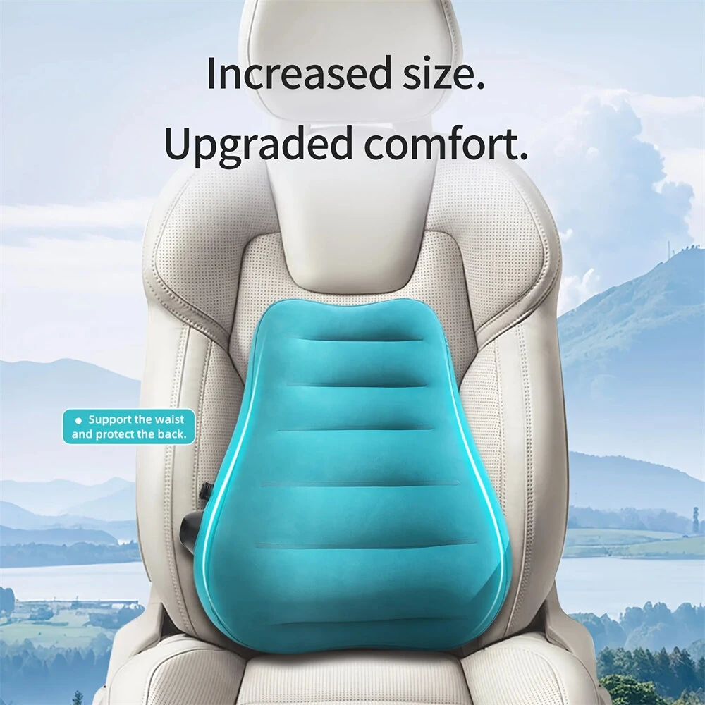 (image for) IPRee Ergonomic Inflatable Lumbar Support Pillow, Press Type Cushion, Enhances Back Comfort During Long-distance Flights Trains & Office Use