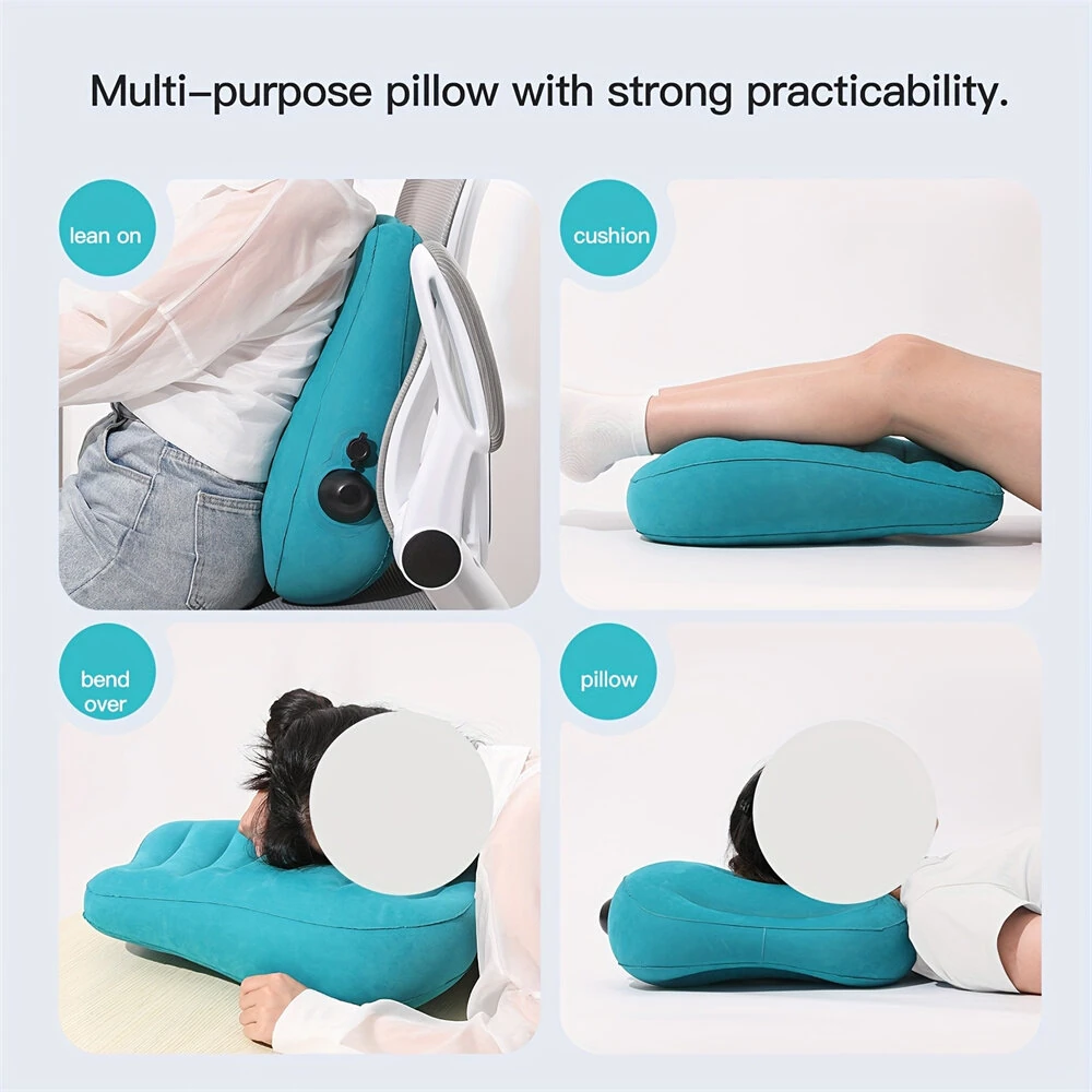 (image for) IPRee Ergonomic Inflatable Lumbar Support Pillow, Press Type Cushion, Enhances Back Comfort During Long-distance Flights Trains & Office Use