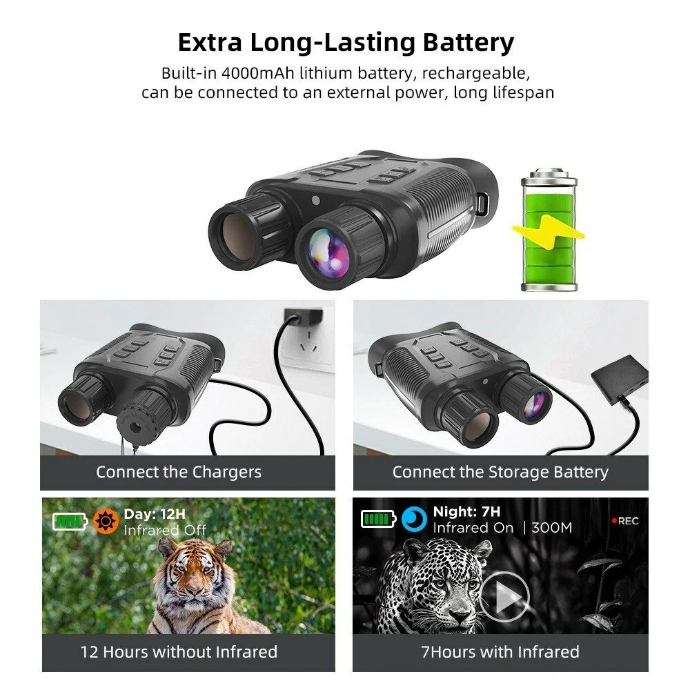 (image for) NV3280 Full-Color Night Vision Binoculars Digital Infrared Telescope with 10X Optical Zoom Large Screen Waterproof Outdoors Telescopes for Hunting